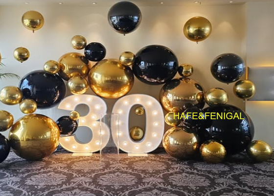 Metallic Balloon Set: Silver, Gold & Black Double-Thick PVC with Gold Mirror Finish