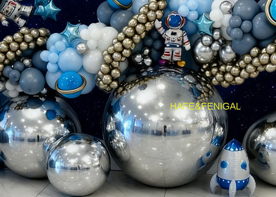 Inflatable PVC Silver Mirror Luminous Balloons For Event Rental Professionals