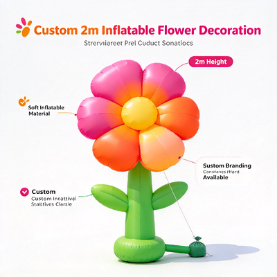 Custom 2m Inflatable Flower Decoration with Oxford Fabric and Remote Control LED Light