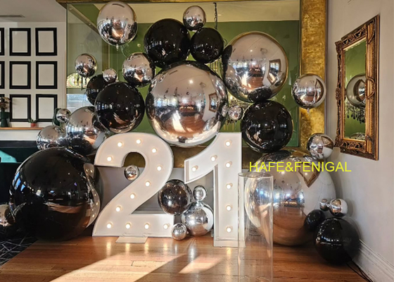 Metallic Balloon Set: Silver, Gold & Black Double-Thick PVC with Gold Mirror Finish