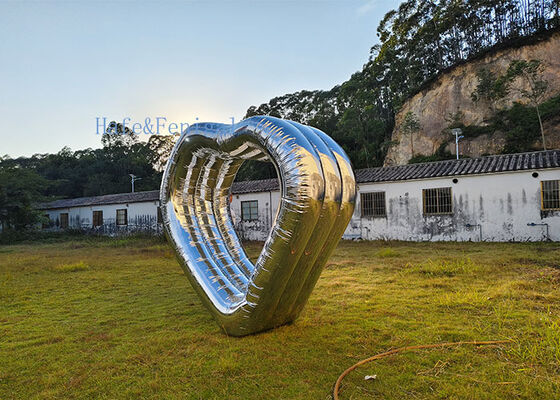 Custom Large Silver Inflatable Heart Shape Decoration for Events, Weddings, and Photo Backdrops