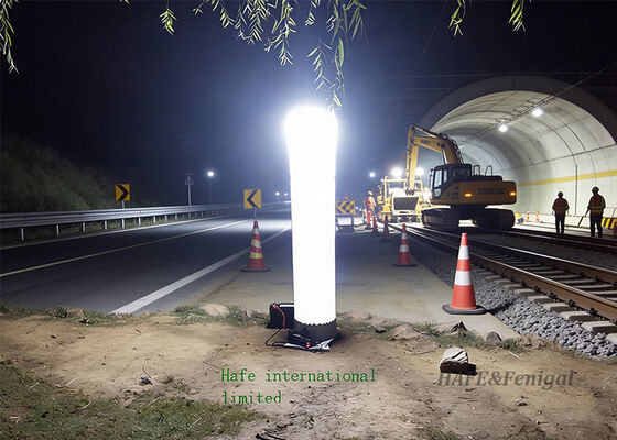 เสาไฟส่องสว่างแบบเป่าลม Columnus พร้อมกำลังแสง 100,000-110,000 ลูเมน สำหรับการติดตั้งอย่างรวดเร็วและการทำงานด้วยไฟ AC/DC สองระบบ