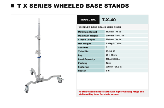 HAFE TX Series Steel Film Light Stand พร้อมความจุภาระ 80 กิโลกรัม การสร้างจากเหล็กระดับสูง และขาที่แยกออกและแผ่นล็อคที่หมุน 360 °