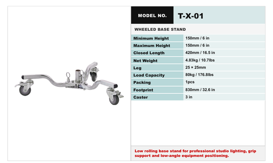 HAFE TX Series Steel Film Light Stand with 80 kg Load Capacity, High-Grade Steel Construction, and Detachable Legs & 360° Rotating Locking Plate