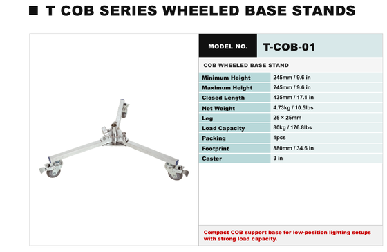 ตําแหน่งไฟจากเหล็กประเภท Cine-Grade TCOB Series ด้วยการสร้างระดับสูง ใช้ได้สองครั้ง และขาที่แยกออก